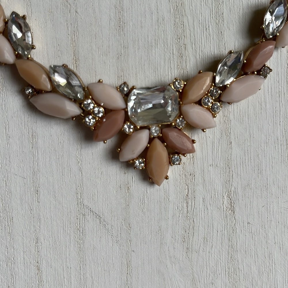 J Crew pink toned jewels & crystal statement necklace